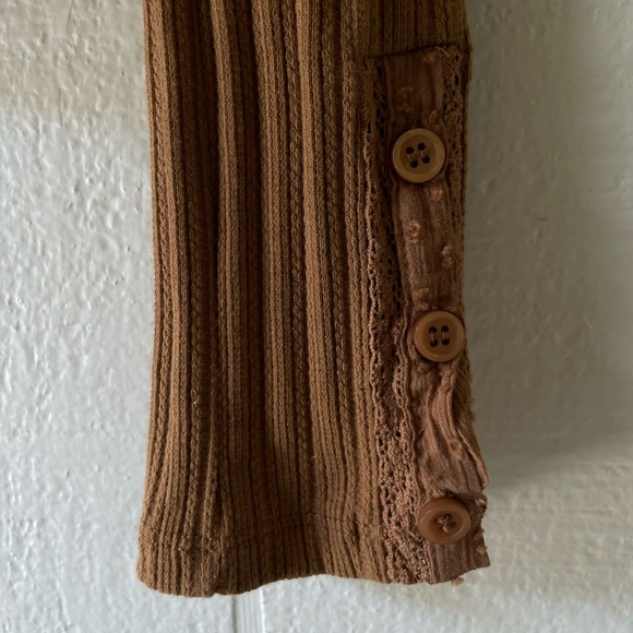 Free People Brown Ribbed Long Sleeve Top - Picture 5 of 5